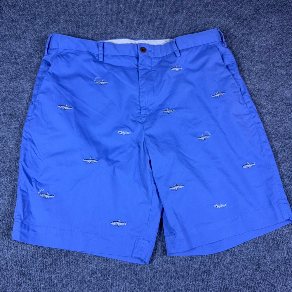 Polo Ralph Lauren Mens 36 Blue Shark Embroidered Stretch Classic Fit Shorts